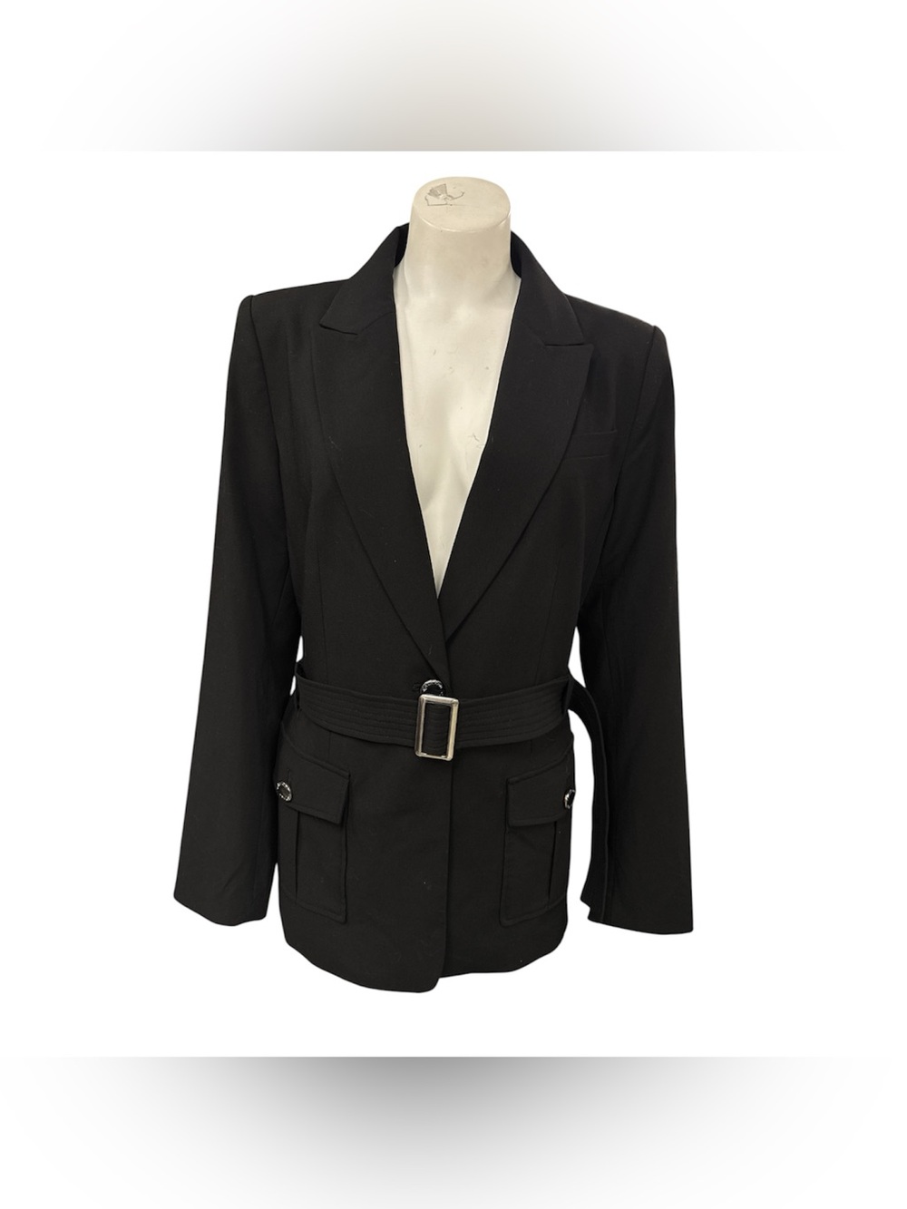 Calvin Klein Black Belted Notch Lapel Blazer Size L